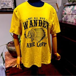 Graphic t-shirt, size xl, tee shirt, unisex, yellow, Not all who Wonder